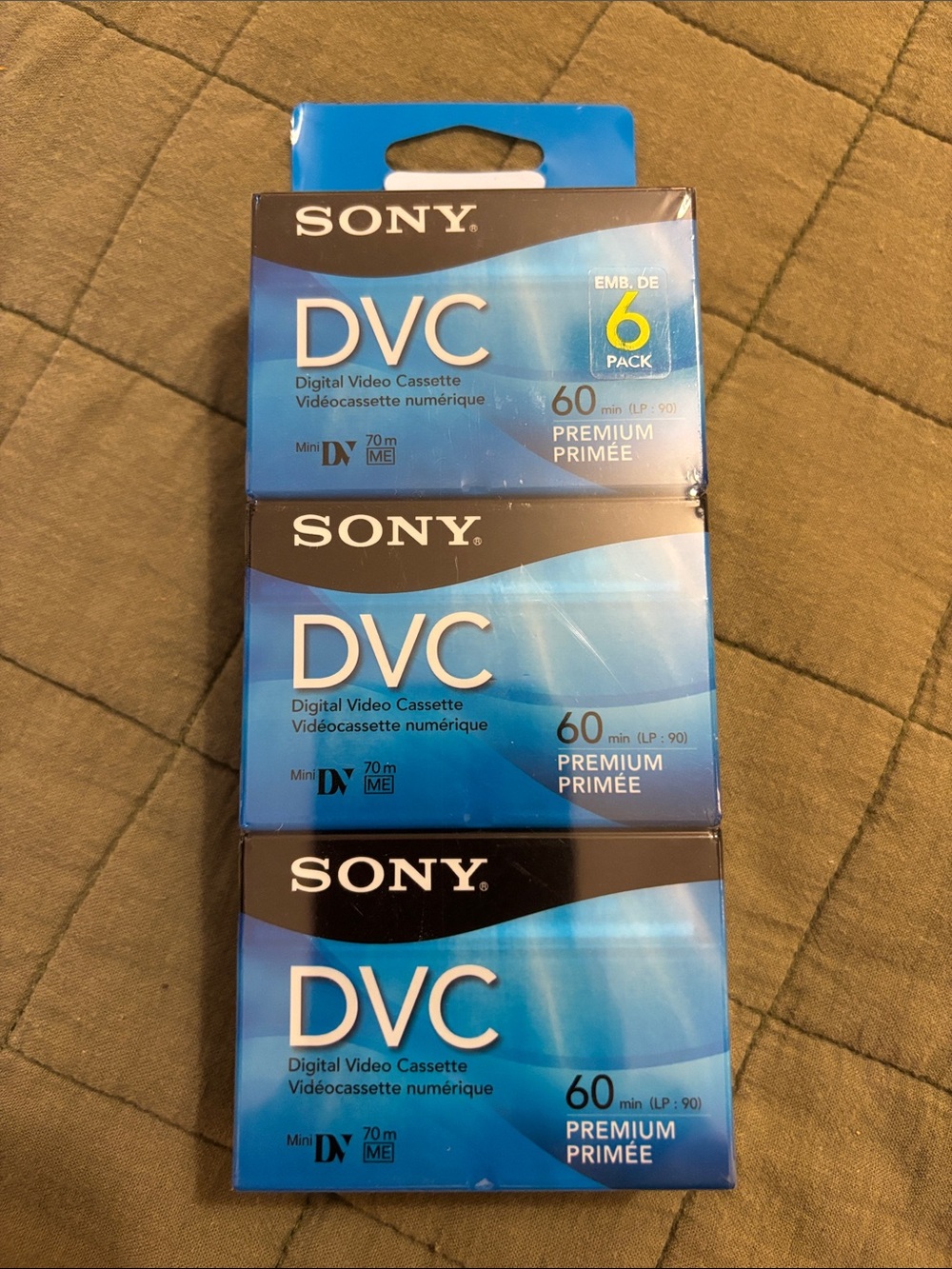 Sony DVC MiniDV Digital Video Cassettes - Blue Packaging (6-Pack). Never opened.